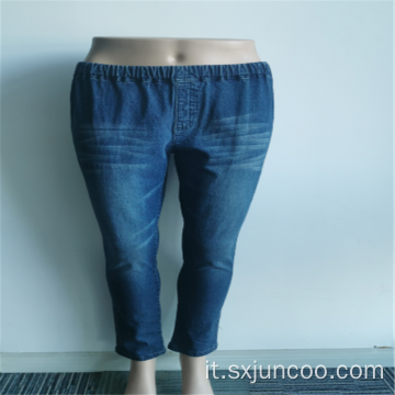 Jeans da donna in spandex di cotone con pantaloni lunghi tessuti delicati sulla pelle